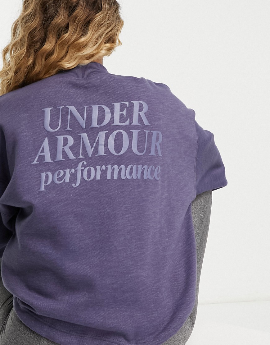 Under Armour Essential script back print sweatshirt in navy