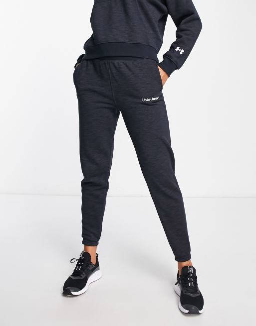 Under Armour Essential Script joggers in black