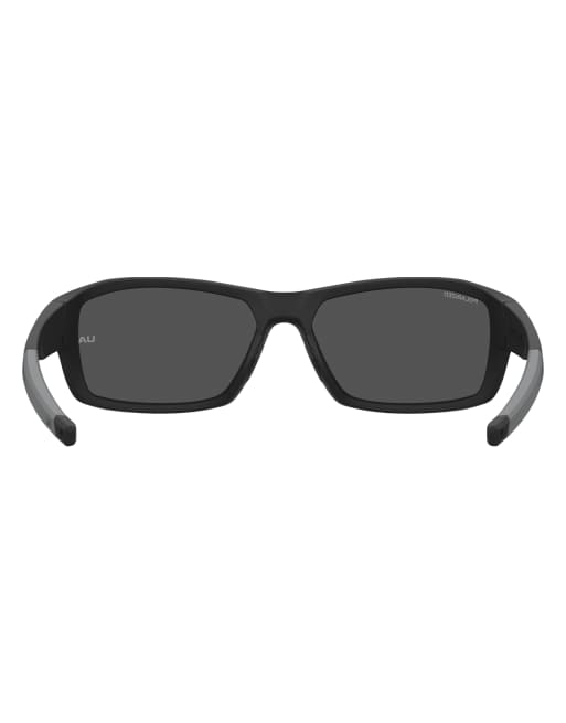 Under Armour - Fanatical - Gafas de sol negras rectangulares con lentes grises, 3 de 4