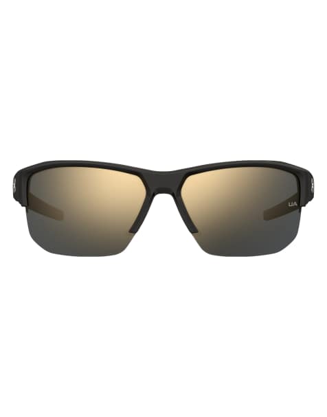 Under Armour – Fanatical – Rechteckige Sonnenbrille in Schwarz mit grau/bronzefarbenen Gläsern - view 1