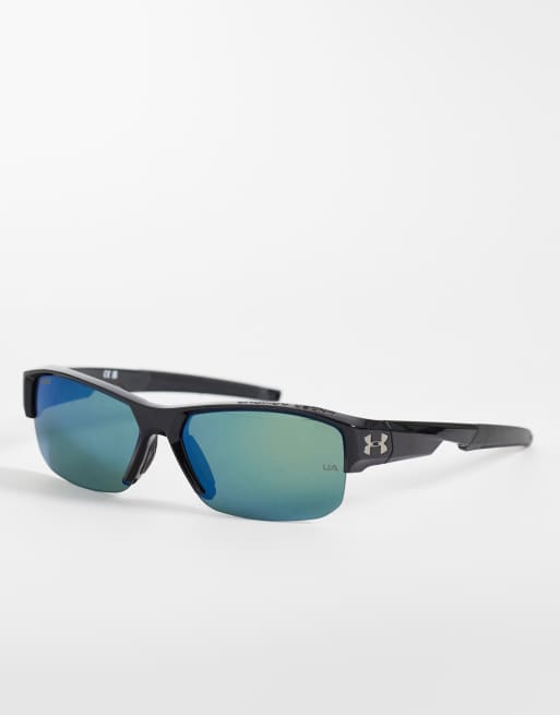 Under Armour Fanatical rectangular sunglasses with green lenses in black - BLACK, 3 of 3