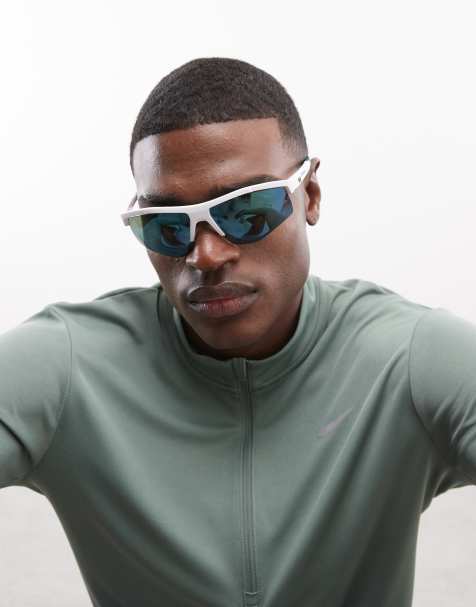 Under Armour – Flexlite – Rechteckige Sonnenbrille in Weiß mit grünen Gläsern - view 1