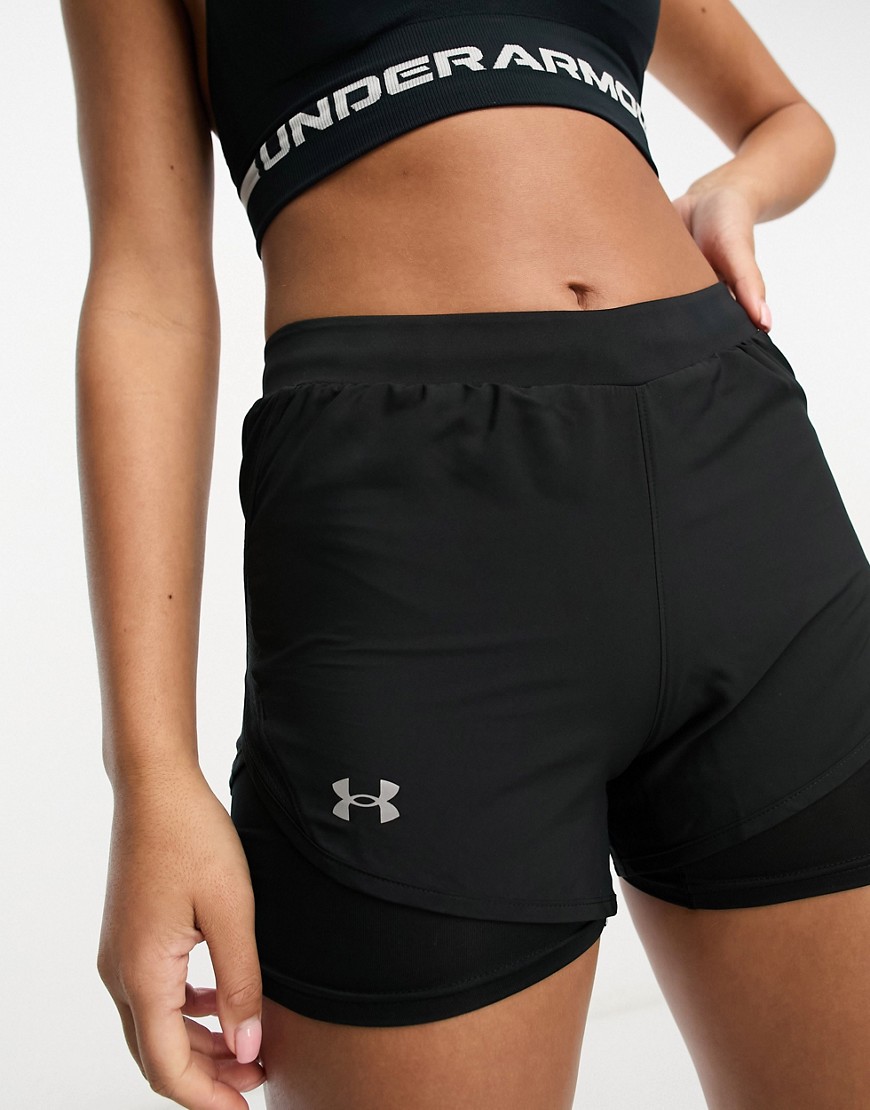 Under Armour Fly By 2.0 2 in 1 shorts in black