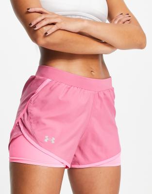 Under Armour Fly By 2.0 2 in 1 shorts in pink - ASOS Price Checker