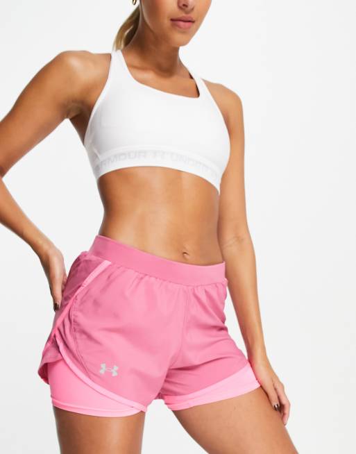 Under Armour Fly By 2.0 2 in 1 shorts in pink