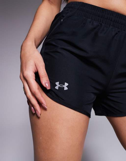 Under Armour Fly By 3 inch shorts in black, 3 of 5
