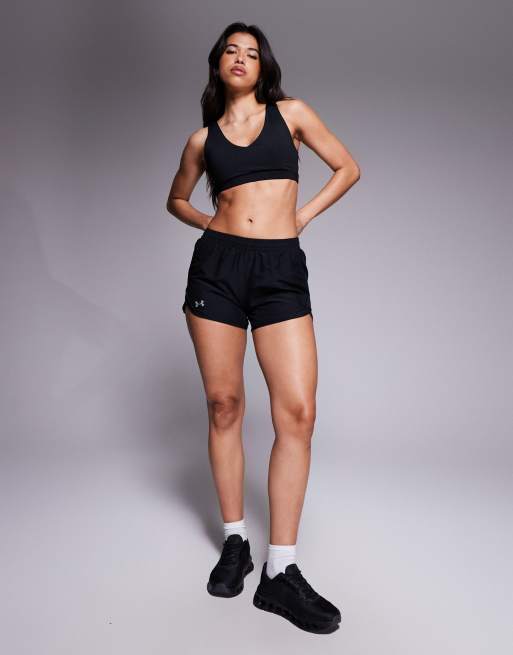 Under Armour Fly By 3 inch shorts in black, 4 of 5