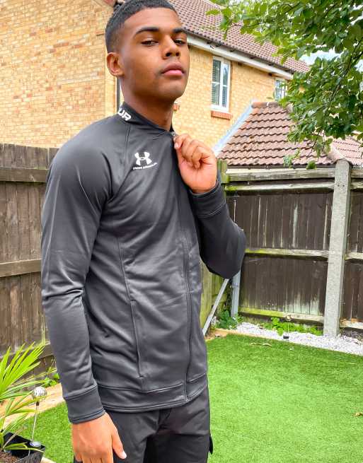 Under Armour Football Challenger 3 zip thru track jacket in black