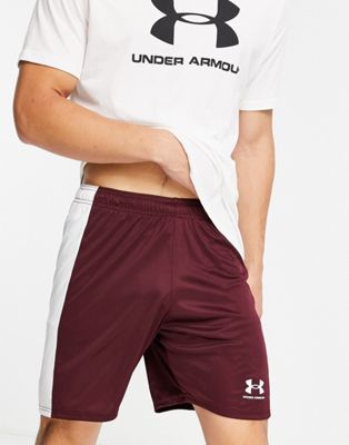 Under Armour Football Challenger shorts in burgundy