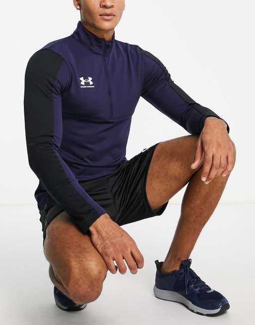 Under Armour Football Challenger midlayer 1/4 zip long sleeve top in navy