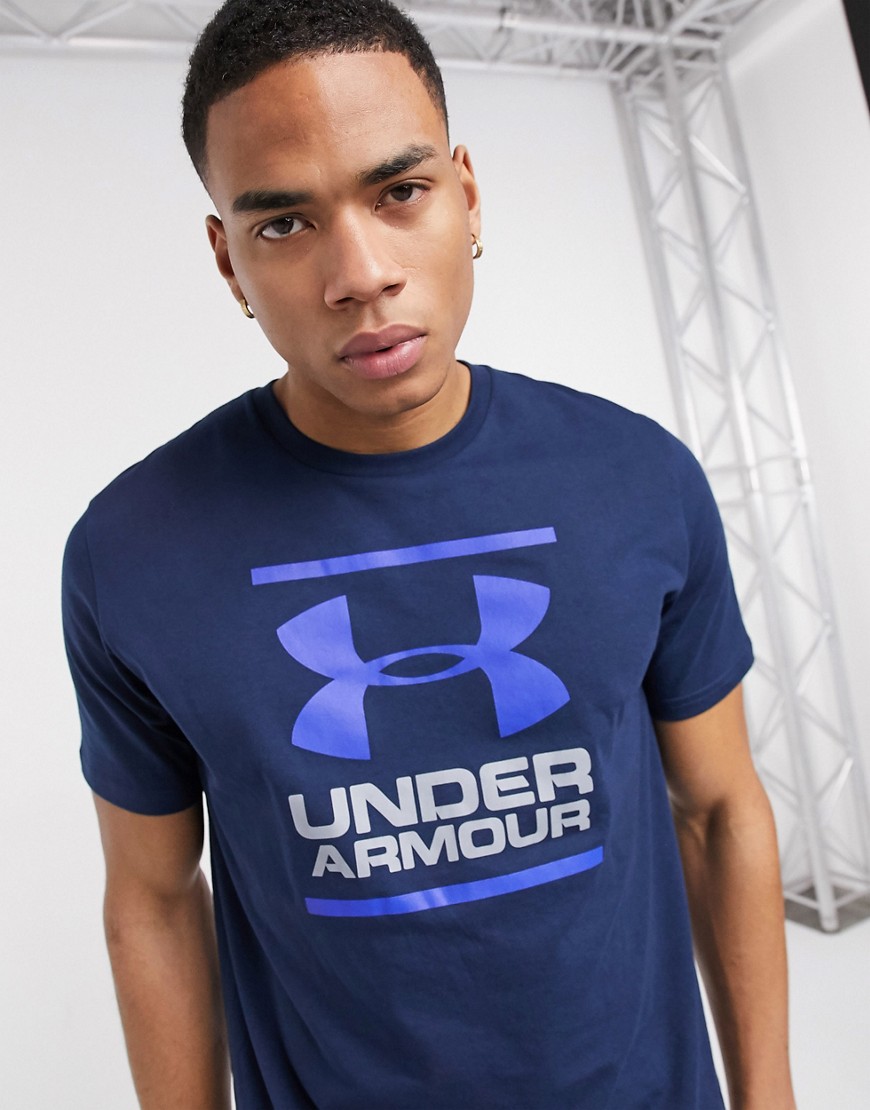 Under Armour - Foundation - T-shirt da allenamento con logo blu navy
