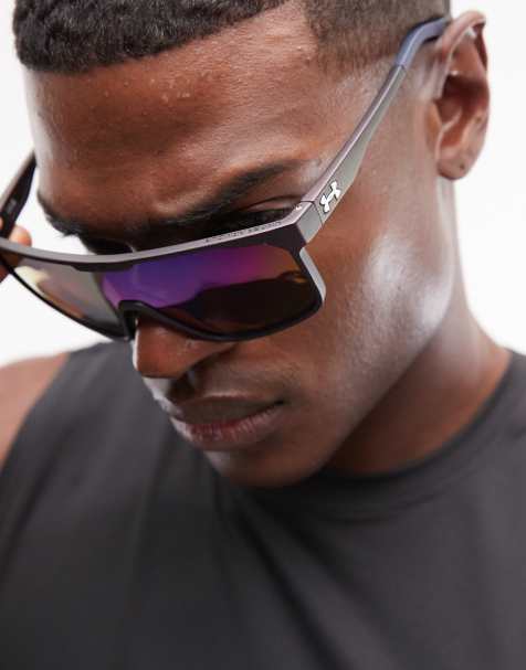 Under Armour - Gafas de sol azules con lentes azules y detalle de estilo visor Define - view 1
