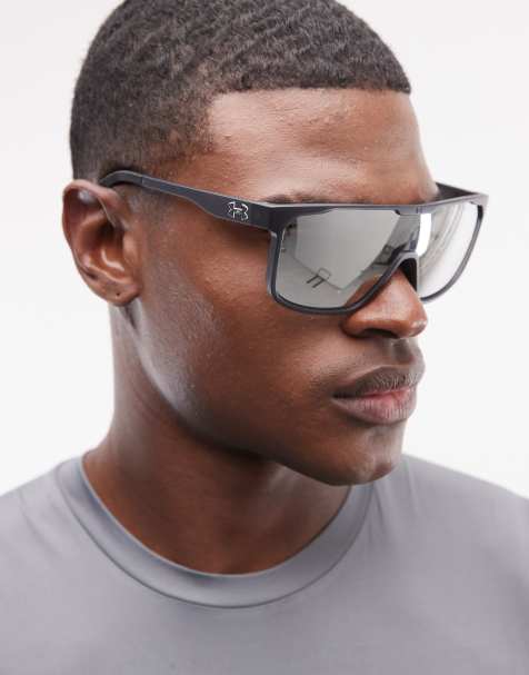Under Armour - Gafas de sol negras con lentes plateadas y detalle de estilo visor Define - view 1