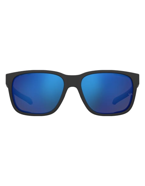 Under Armour - Glacial - Rechthoekige zonnebril met blauwe glazen in zwart - view 1