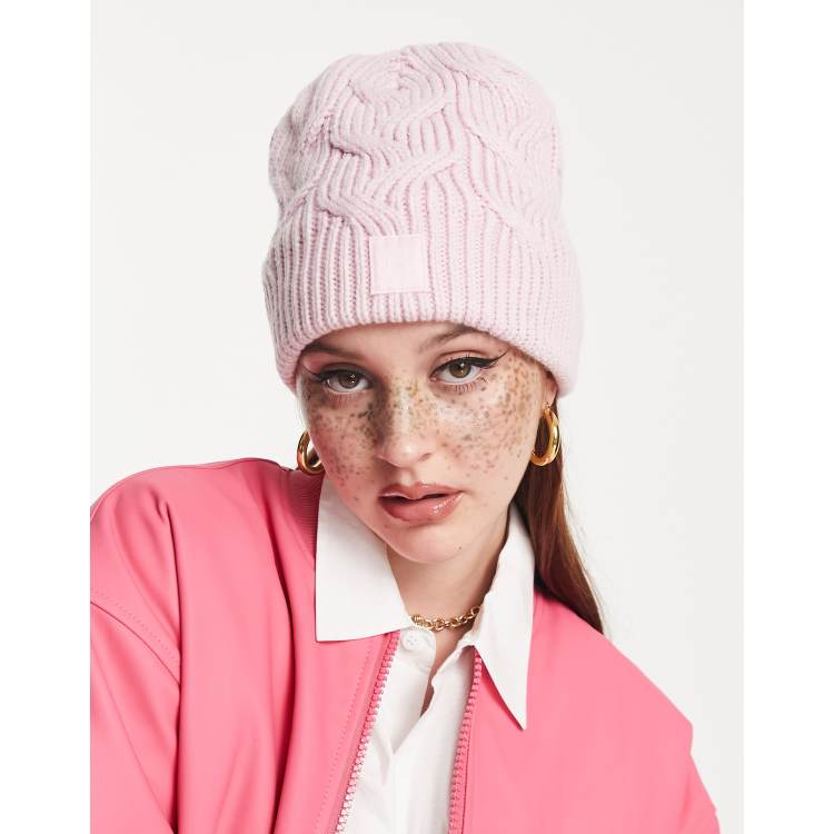 Under Armour Halftime cable knit beanie in pink