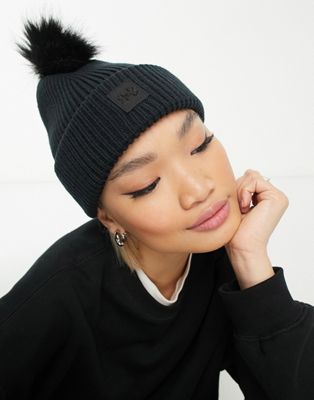 Under Armour Halftime ribbed bobble beanie in black