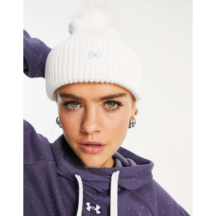 White under store armour beanie