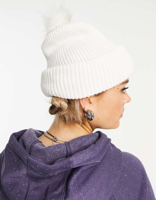 Under Armour Halftime ribbed bobble beanie in white ASOS