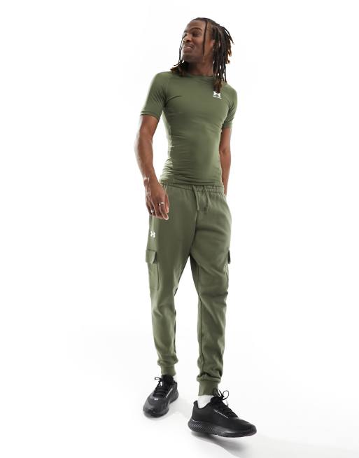 Under Armour - Heat Gear Armour Compression - T-shirt attillata kaki, 3 di 4