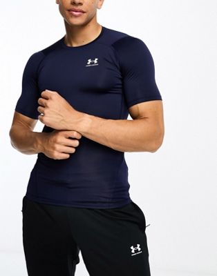 Under Armour Heat Gear Armour compression t-shirt in navy - ASOS Price Checker