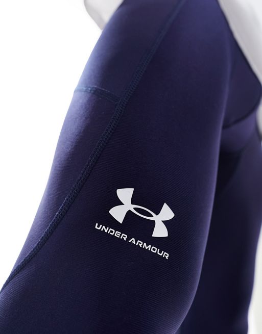 Under Armour Cold Gear Armour branded waistband leggings in navy