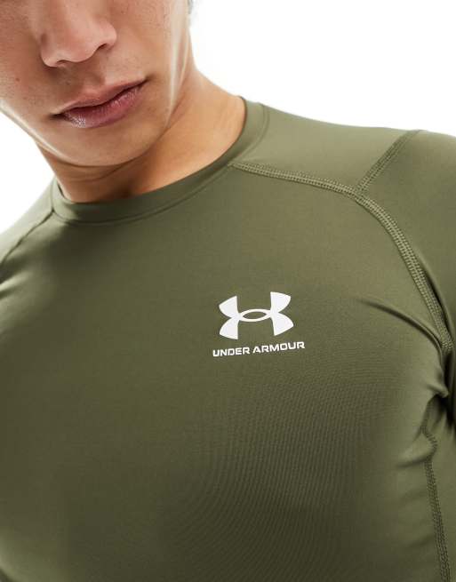 Under Armour Heat Gear Armour long sleeve compression t shirt in khaki