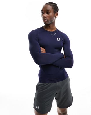 Under Armour Heat Gear Armour long sleeve compression t-shirt in navy - ASOS Price Checker