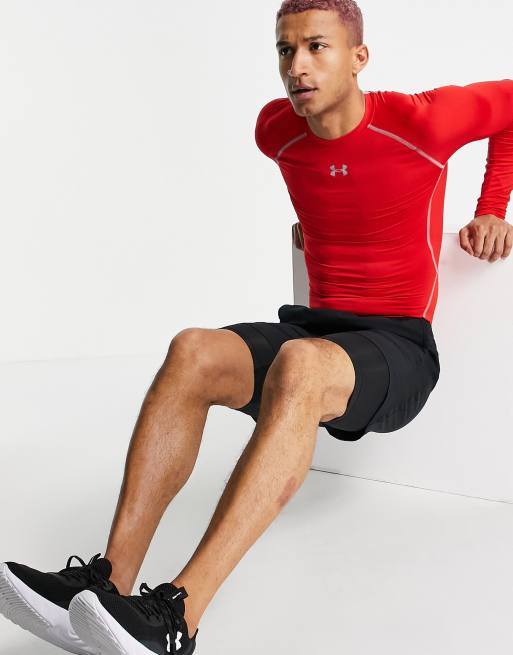 Under Armour heat gear compression long sleeve top in red