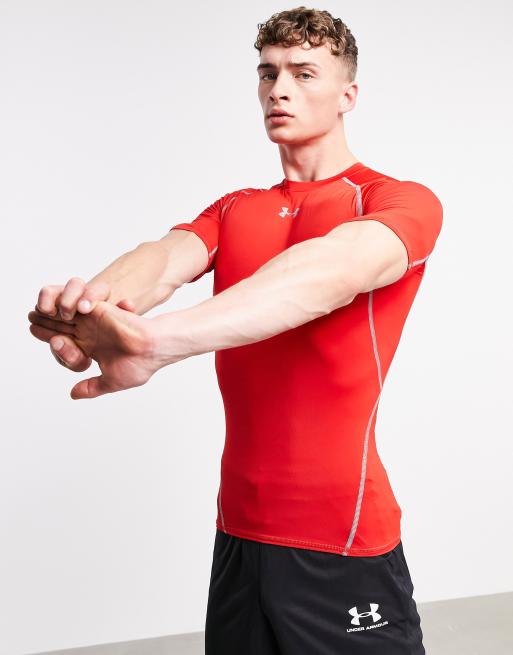 Under Armour heat gear compression short sleeve top in red