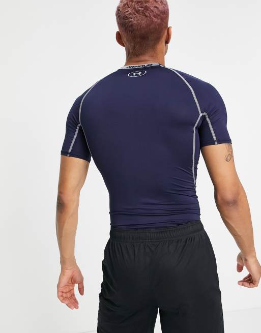 Under Armour – Heat Gear – Kurzärmliges Kompressions-Oberteil in Marineblau, 2 von 4