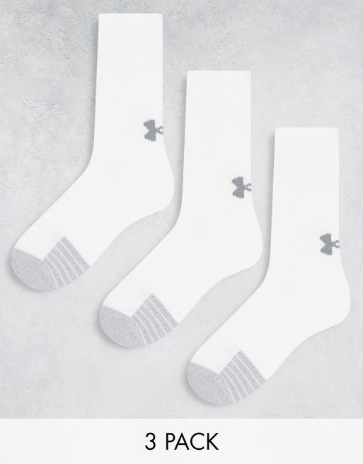 Under Armour Heatgear 3 pack crew socks in white