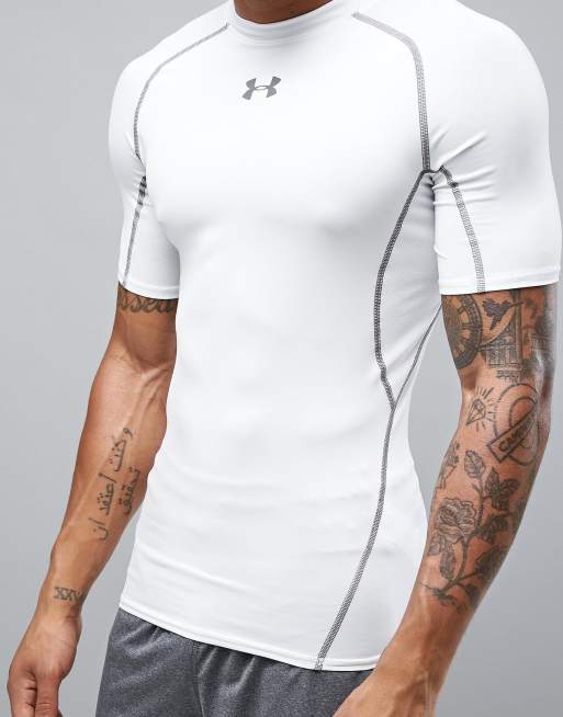 Under Armour Men's HeatGear Armour Short Sleeve Compression Shirt 1257468  White