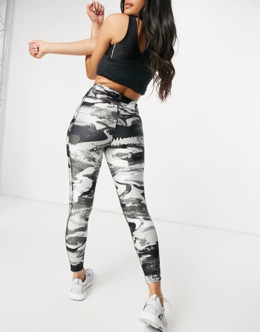 Under Armour HeatGear Armour printed ankle crop leggings in black and white