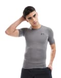 [Under Armour] Under Armour HeatGear compression short sleeve t-shirt in grey-Black XL grey