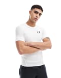 [Under Armour] Under Armour HeatGear compression short sleeve t-shirt in white L WHITE