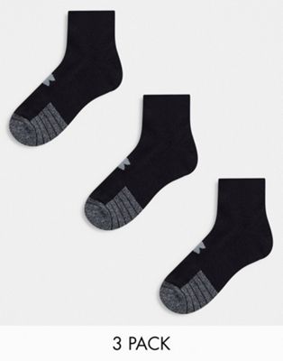 Under Armour Heatgear 3 pack low cut socks in black