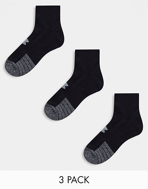 Under Armour Mens HeatGear LoCut Socks Black Sports Running Gym Breathable 