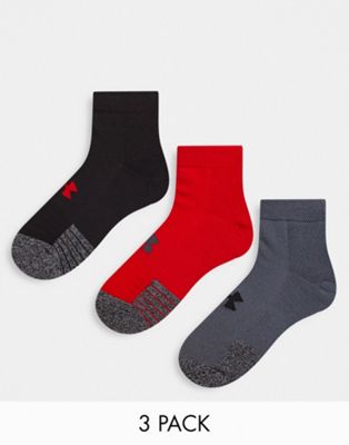 Under Armour Heatgear low cut socks in black and red 3 pack