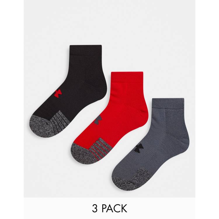 Under Armour Heatgear low cut socks in black and red 3 pack