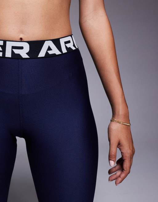 Under Armour – Heatgear – Marinblå och vita leggings, 4 av 5