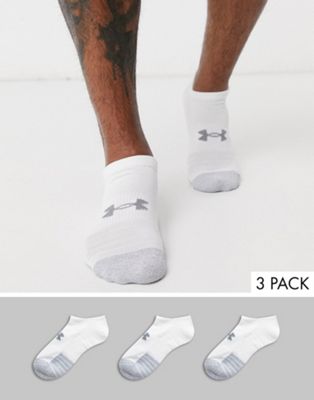Under Armour Heatgear 3 pack no show socks in white