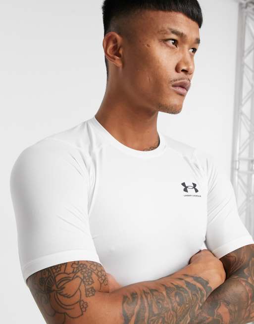 Under armour heatgear white hot sale shirt