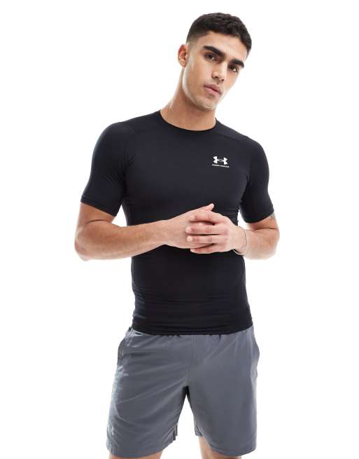Under Armour - Heatgear - T-shirt met korte compressiemouwen in zwart