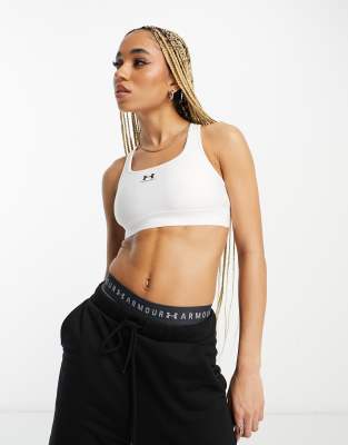 Under Armour HG Armour mid support padless sports bra in white