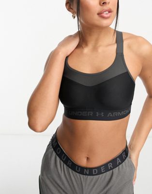 Under Armour Infinity high support sports bra with zip front in black