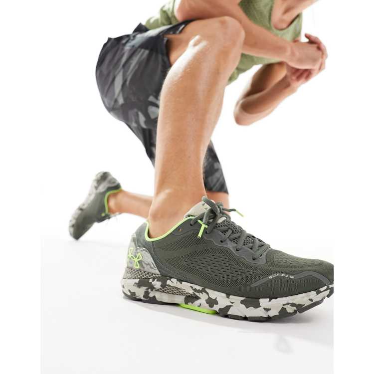 Under Armour HOVR Sonic 6 trainers in green with camo sole ClassicfuncenterShops model under armour valsetz