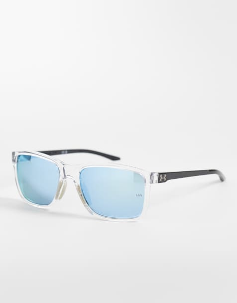 Under Armour - Hustle XL - Occhiali da sole rettangolari trasparenti con lenti blu - view 1