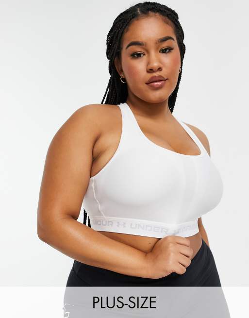 Under Armour - Hvid sports-BH med krydset ryg og mellemhøj støtte