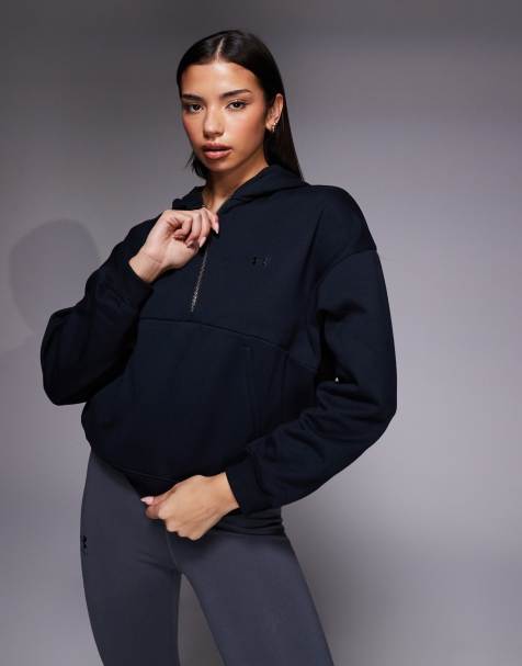 Under Armour - Icon - Felpa nera con cappuccio e zip corta - view 1