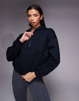 Under Armour - Icon - Kapuzenpullover in Schwarz mit kurzem Reißverschluss
